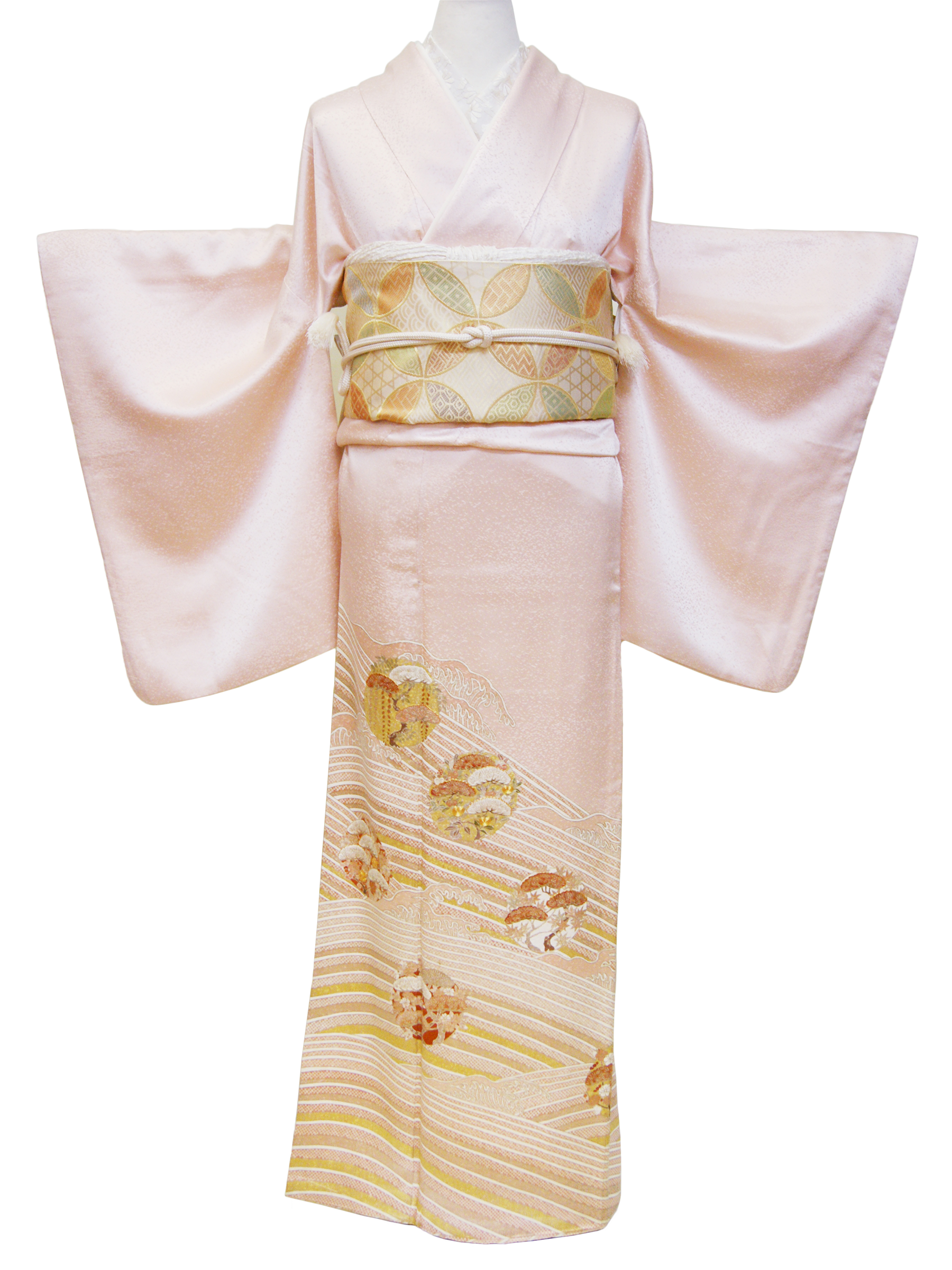 川島織物 格調高く華やかな袋帯 グリーン 正絹 フォーマル-