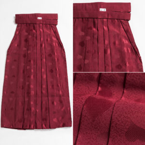 深紅色にハートの模様が織り出された袴 (L)【hal015】