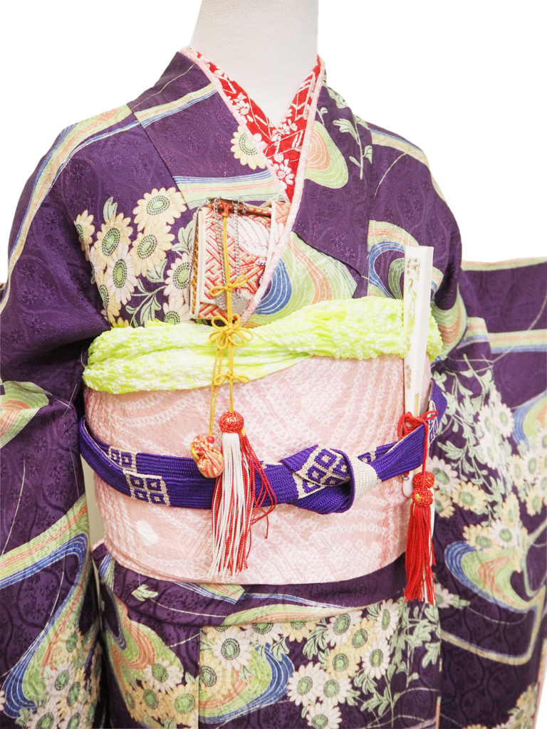 京紫色に流水と雛菊の七歳祝着【kod25】