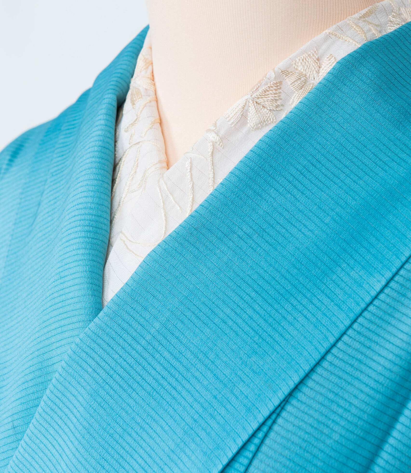 ブルーグリーンの横絽に白鷺の夏用五つ紋付色留袖◆【tom29】