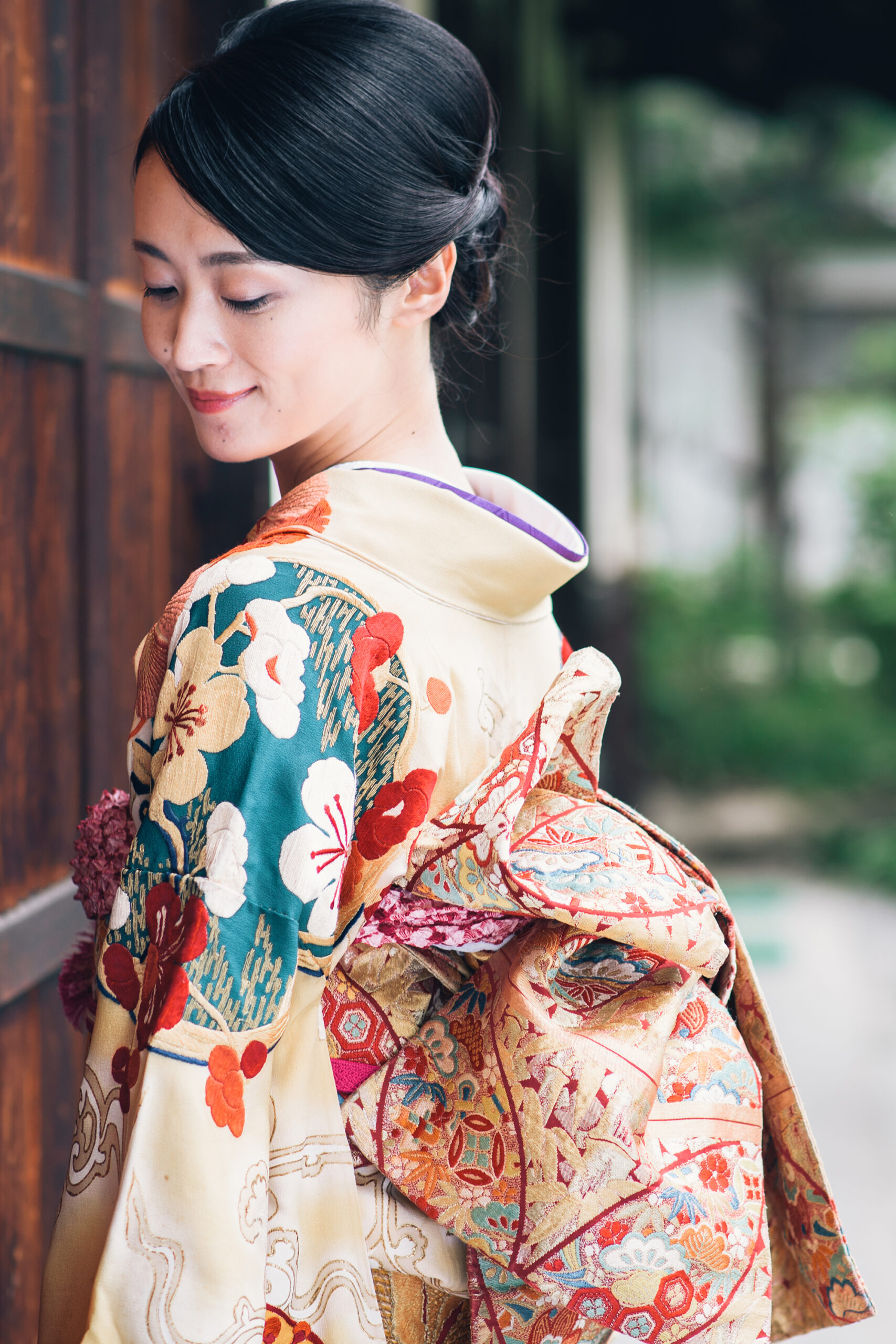 昭和レトロ 着物・名古屋帯セット 梅の花柄 - 着物・浴衣